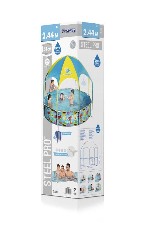 Bestway 56432 BW Каркасный бассейн My First Pool 244х51см с навесом, 1688л