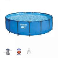 Bestway 56830 BW Каркасный бассейн 457х122см, 16015л, фил.-насос 3028л/ч, лестница