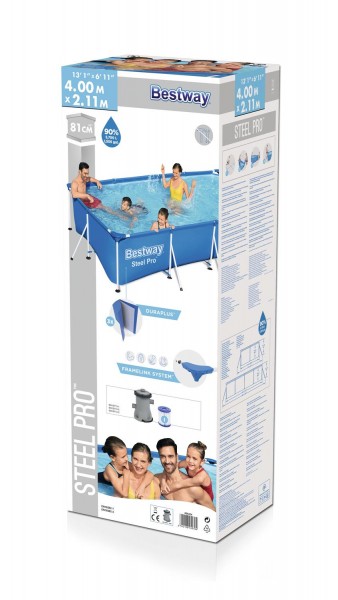 Bestway 56424 BW Каркасный бассейн Steel Pro 400х211х81см, 5700л, фил.-насос 1249л/ч