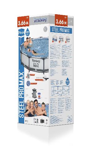 Bestway 56416 BW Каркасный бассейн Steel Pro Max 366х76см, 6473л, фил.-насос 1249л/ч