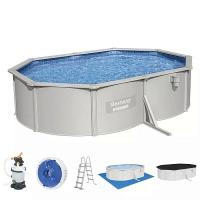 Bestway 56586 BW Стальной бассейн Hydrium 500х360х120см, 16296л, песч.фил.-нас 3028л/ч, лестн, тент, подст, попл.-доз