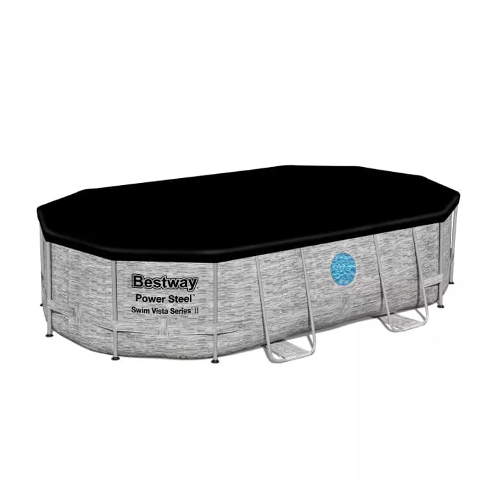 Bestway 56946 BW Каркасный бассейн 488х305х107см "Ротанг" 7250л, песч.фил.-нас. 3028л/ч, лестница, тент, попл.-доз.