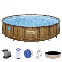 Bestway 56977 BW Каркасный бассейн Power Steel 549x122см "Ротанг" 23062л, фил.-нас. 5678л/ч, лестн., тент, попл.-доз.