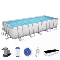 Bestway 5611Z BW Каркасный бассейн Power Steel 640х274х132см, 19281л, фил.-насос 5678л/ч, лестница, тент, попл.-доз.