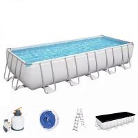 Bestway 5612B BW Каркасный бассейн Power Steel 640х274х132см, 19281л, песч.фил.-нас. 5678л/ч, лестн., тент, попл.-доз