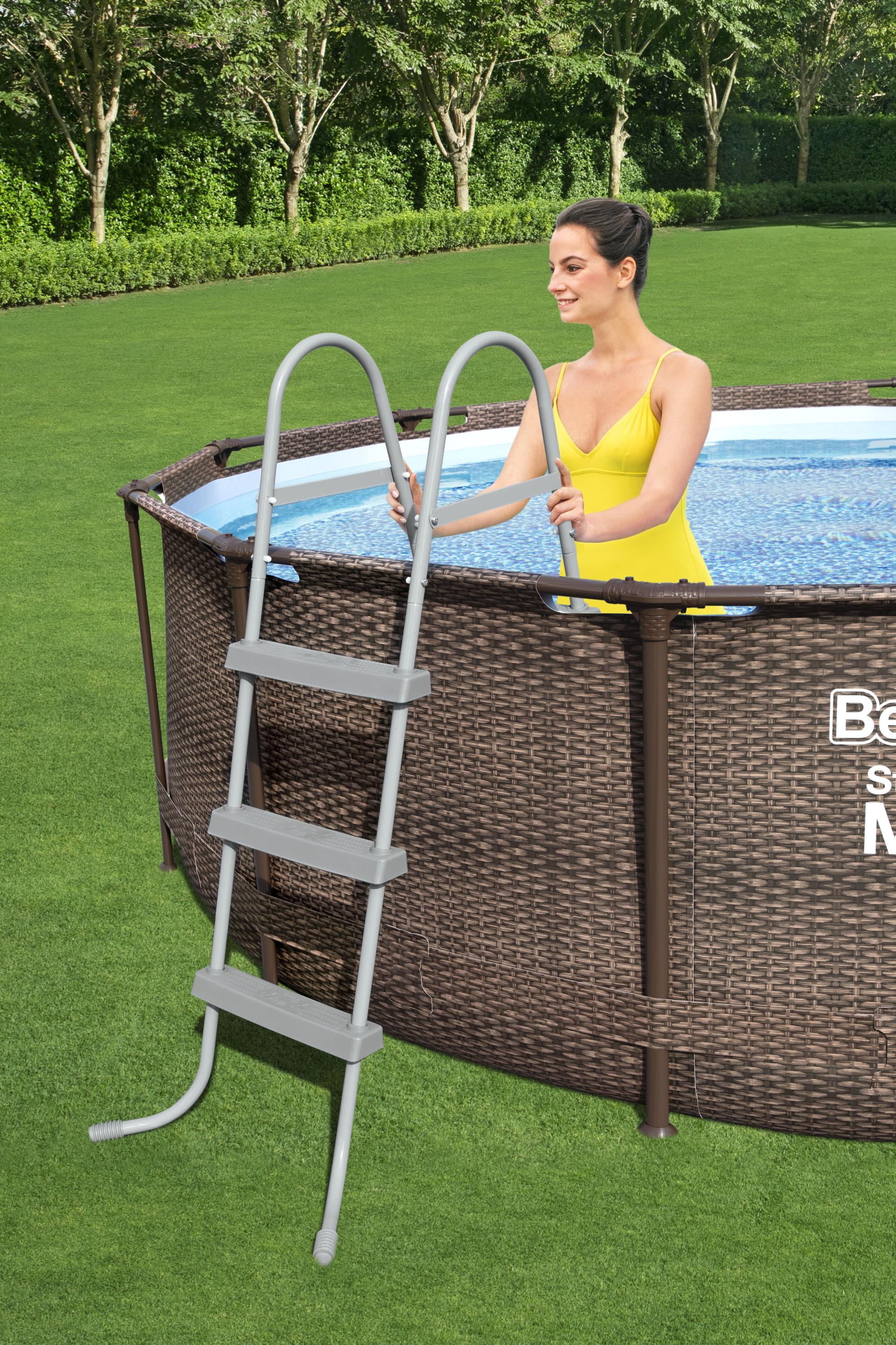 Bestway 56709 BW Каркасный бассейн Steel Pro Max 366х100см "Ротанг" 9150л, фил.-насос 2006л/ч, лестница