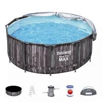 Bestway 5619K BW Каркасный бассейн Steel Pro Max 366х122см, 10250л, с навесом, фил.-насос 2006л/ч, лестница, тент