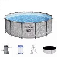 Bestway 5619D BW Каркасный бассейн Steel Pro MAX 427х122см, 15232л, фил.-насос 3028л/ч, лестница, тент